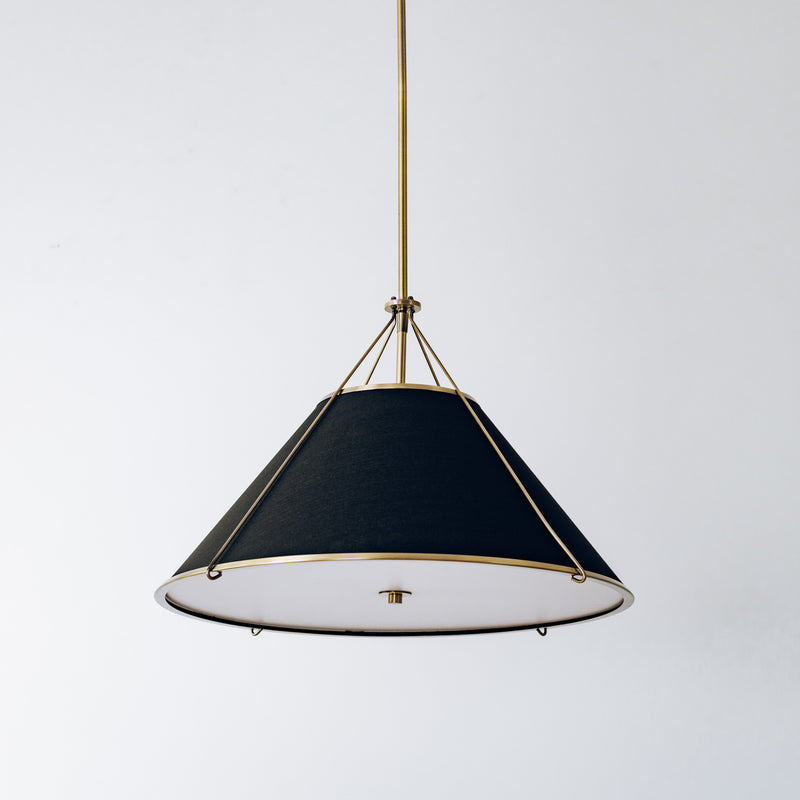 Drum Pendant Light with Linen Shade in Black: Elegant Illumination for Your Space