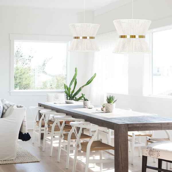 Rope Pendant Light with Gold Center Band: A stylish lighting fixture with a decorative gold accent.