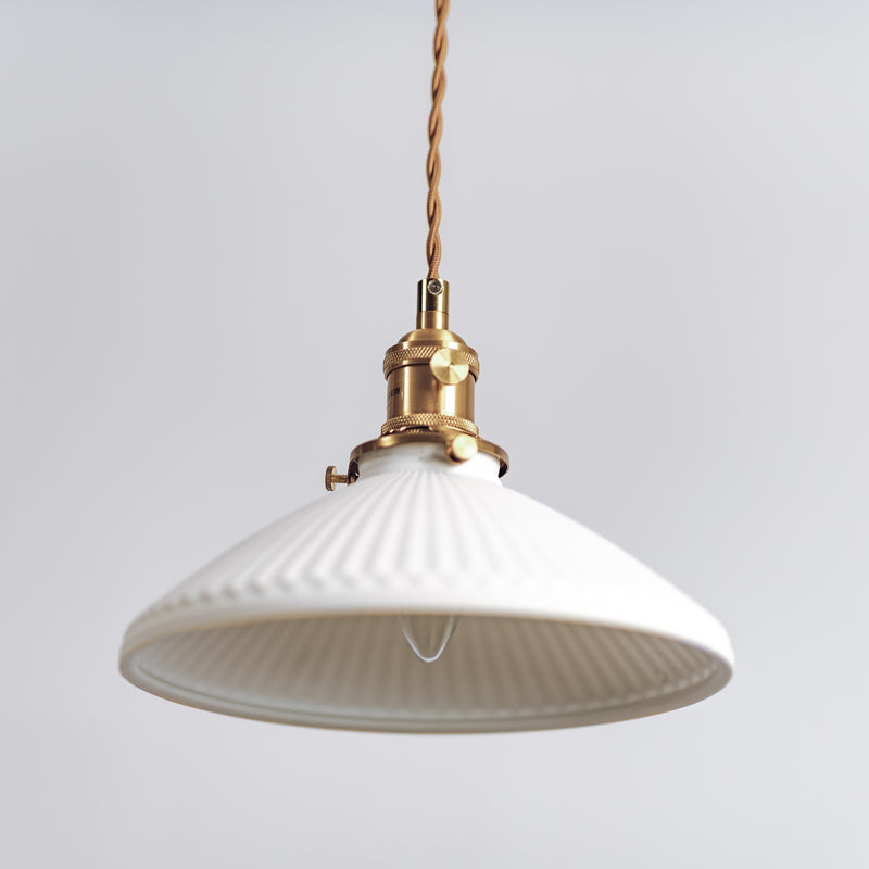 Sophisticated Ceramic Pendant Light with Gold Fittings by Ivory & Deene