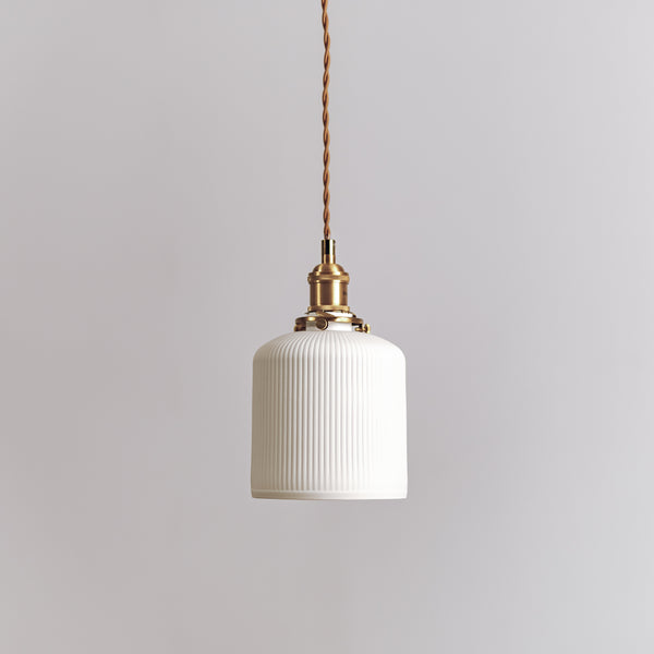 gloria ceramic pendant light with gold hardware