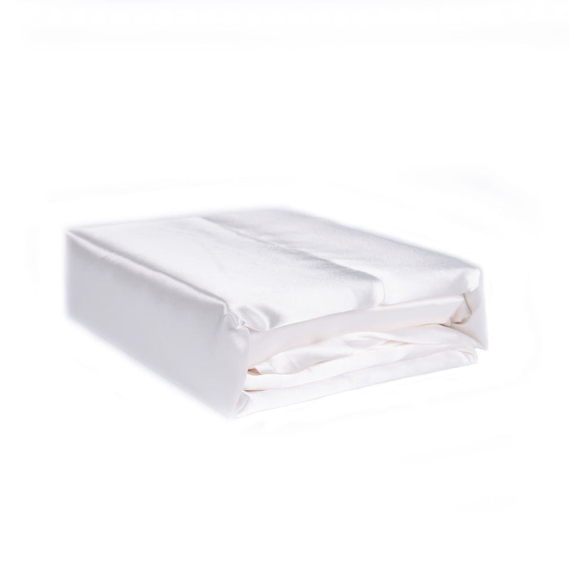 White Satin Queen Sheet Set Folded