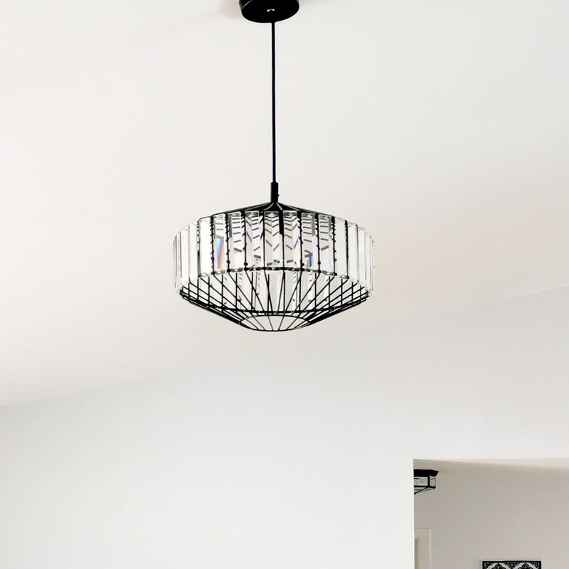 Crystal Pendant Light with Sleek Black Hardware - Radiating Elegance and Glamour in Your Space