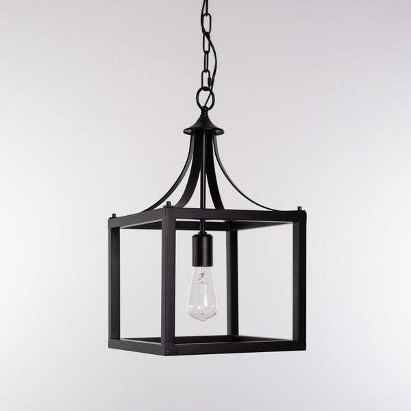 Langham Hampton Style Lantern Pendant Light - Black