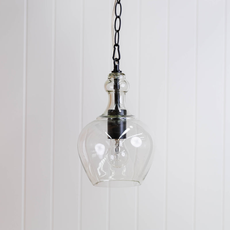 valentine glass pendant light with black fittings