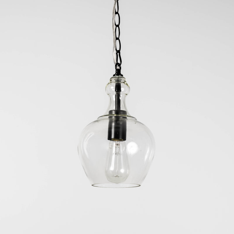medium valentine glass pendant light with black fittings