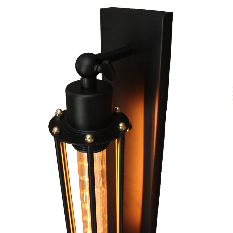 JeffersonSleek Black Wall Light with Long Globe: Contemporary Lighting Fixture Black Narrow Detail