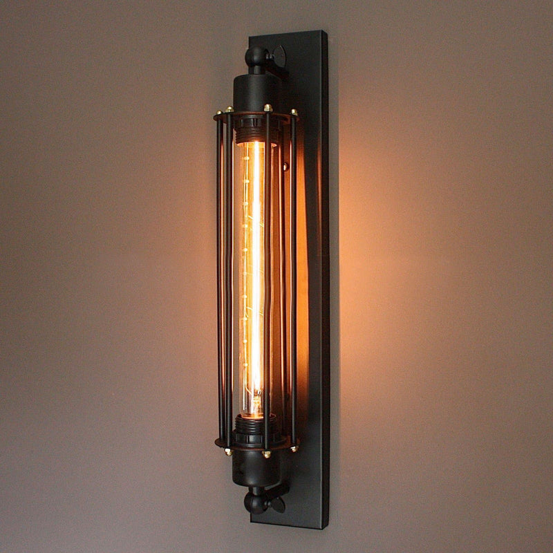 Sleek Black Wall Light with Long Globe: Contemporary Lighting Fixture