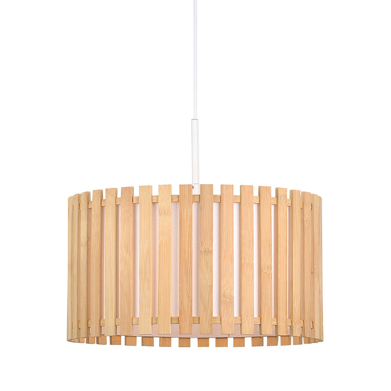 Bamboo Ribbed Drum Pendant Light: Natural Elegance and Texture
