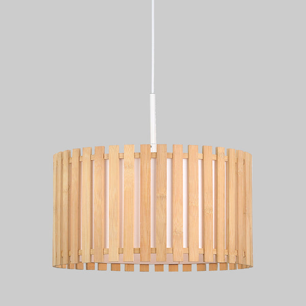 Hampshire Bamboo Ribbed Drum Pendant Light - Natural