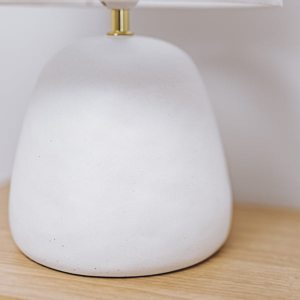 White and Brass Ceramic Pebble Table Lamp - Nova