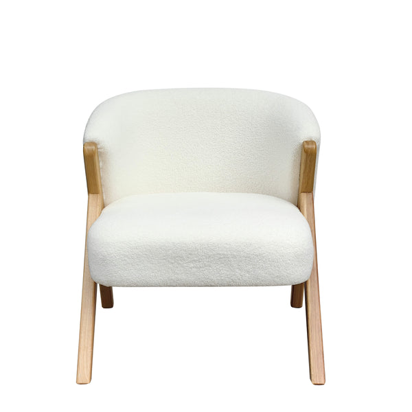 Boucle Accent Chair in White - Cambria