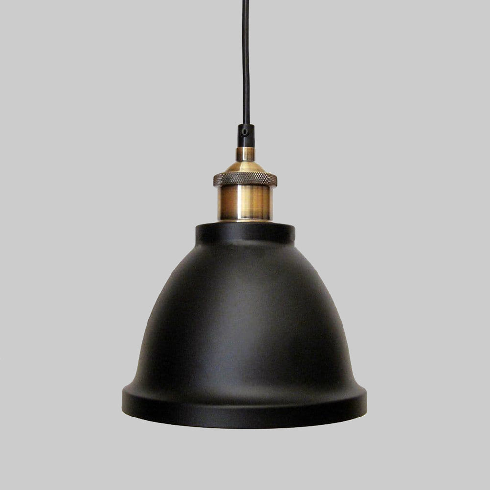 Black Dome Pendant Light with Brass Hardware: Contemporary Sophistication and Vintage Accents