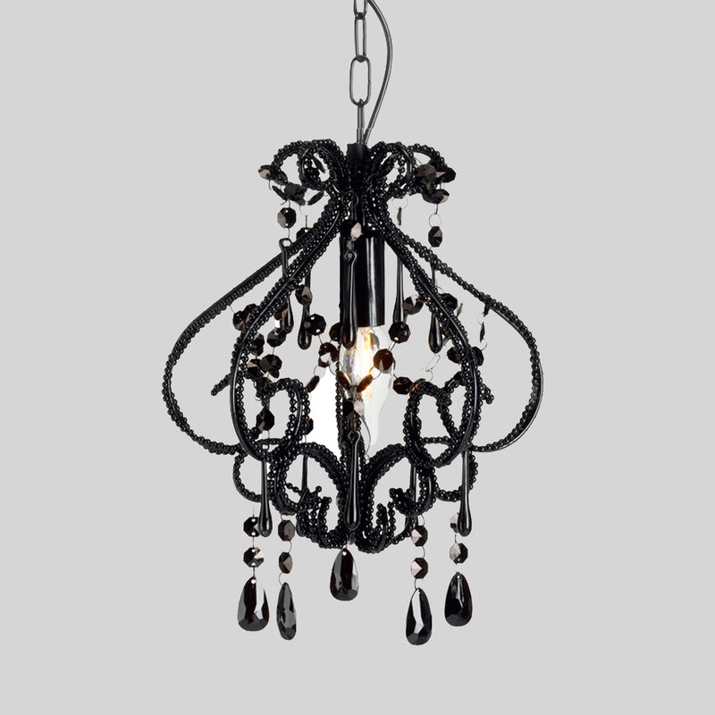 Small Beaded Black Chandelier: Elegant Lighting Fixture