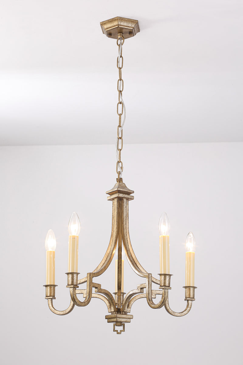 modern Kalani chandelier in brushed gold finish. 
