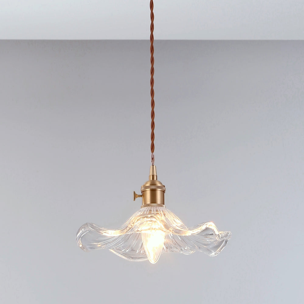 Vintage Glass Pendant Light with Gold Fittings - Timeless elegance and opulent charm for your space