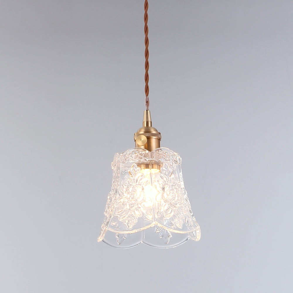 Vintage Glass Pendant Light with Gold Fittings - Timeless elegance and opulent charm for your space