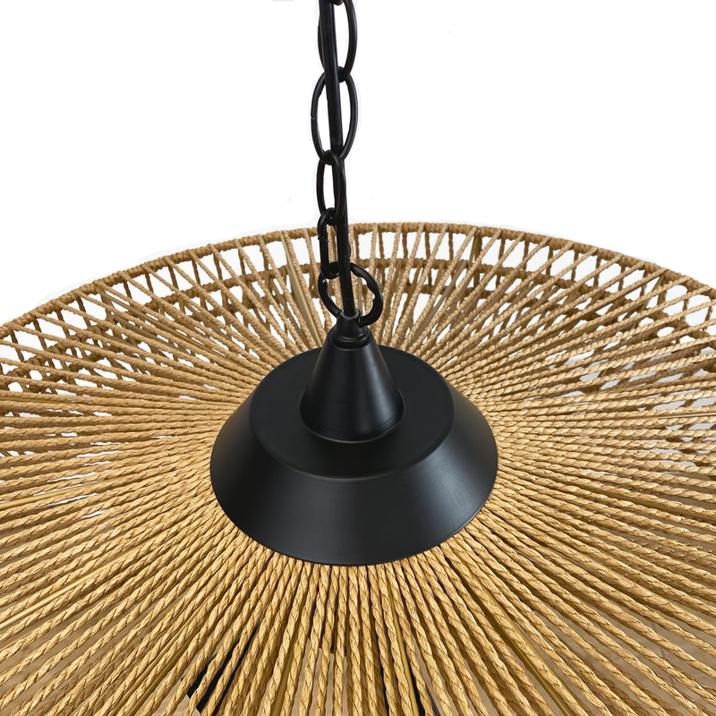 Industrial Rope Pendant Light with Black Hardware: Rustic Elegance and Modern Charm