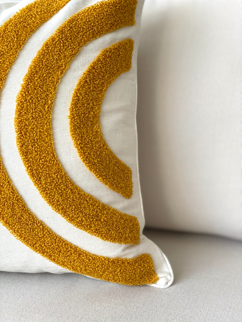 Kamala Tufted Boucle Cushion with Arch Pattern + Insert