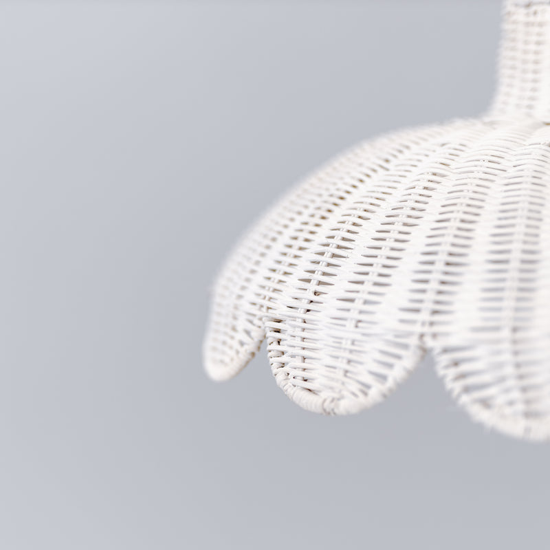  Scallop Edge White Rattan Pendant Light: Stylish and Natural Lighting Fixture