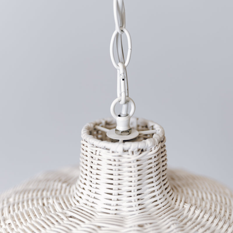  Scallop Edge White Rattan Pendant Light: Stylish and Natural Lighting Fixture