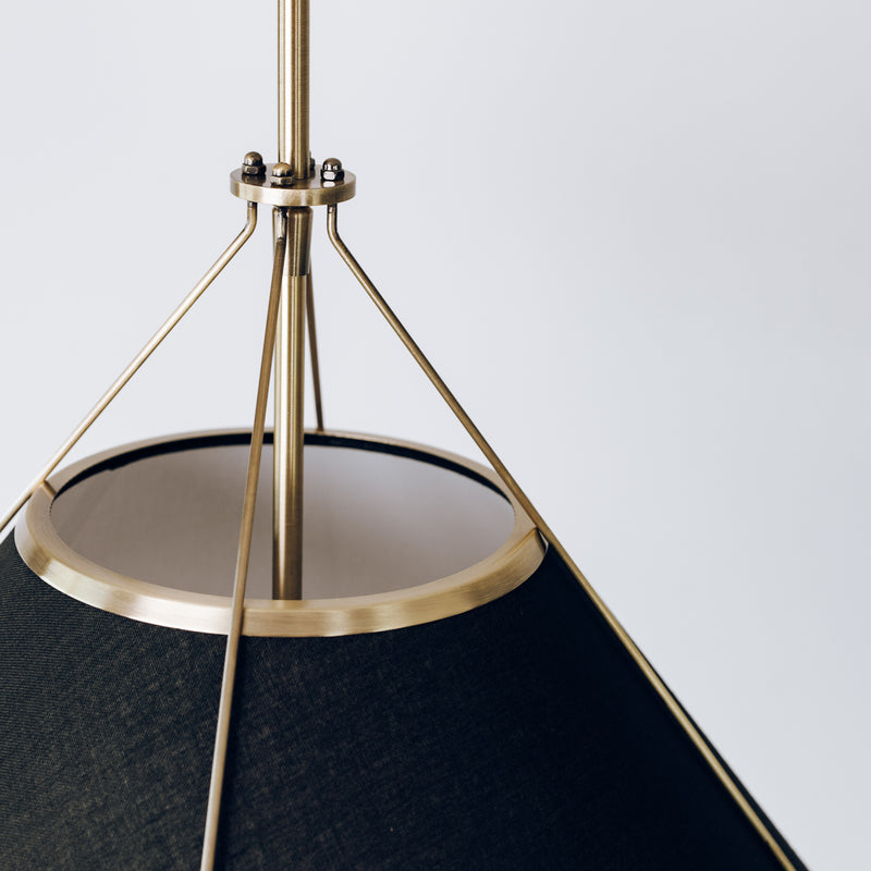 Drum Pendant Light with Linen Shade in Black: Elegant Illumination for Your Space