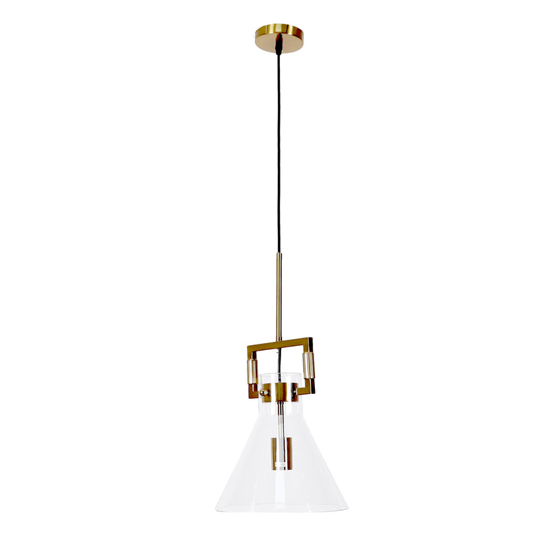 Glass Dome Pendant Light with Gold Hardware: A contemporary lighting fixture with elegant gold accents