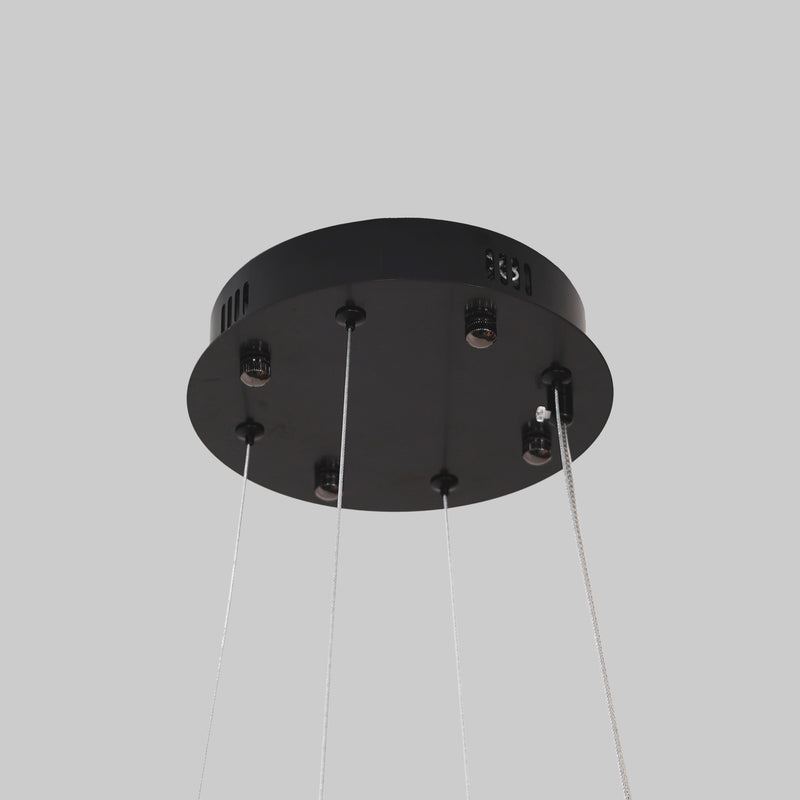 Round LED Crystal Pendant Chandelier with Black Hardware: Elegant Lighting Fixture