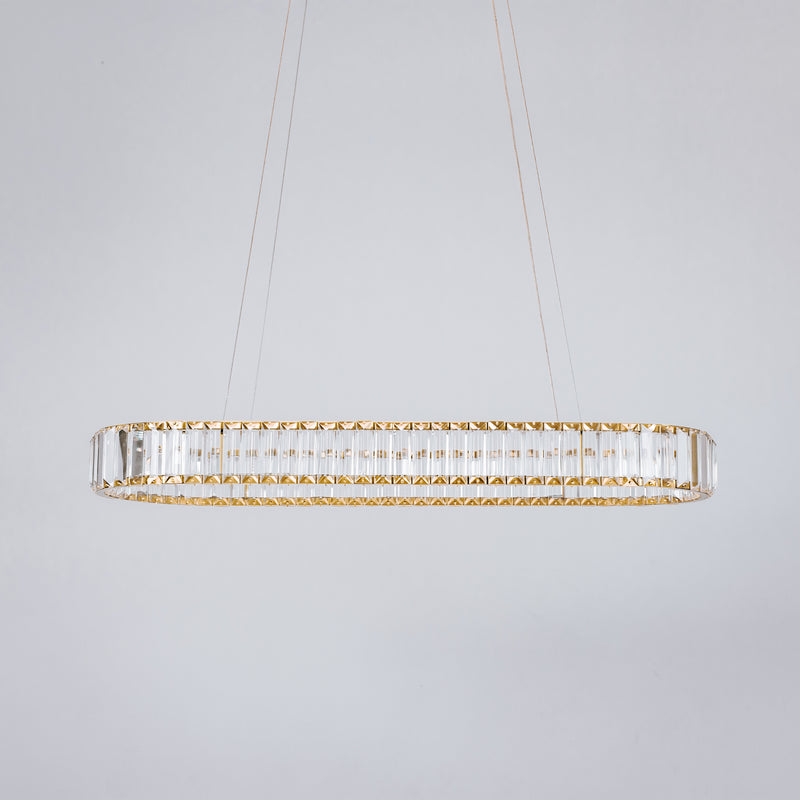 Oval LED Crystal Pendant Chandelier with Gold Hardware: Elegant Lighting Fixture