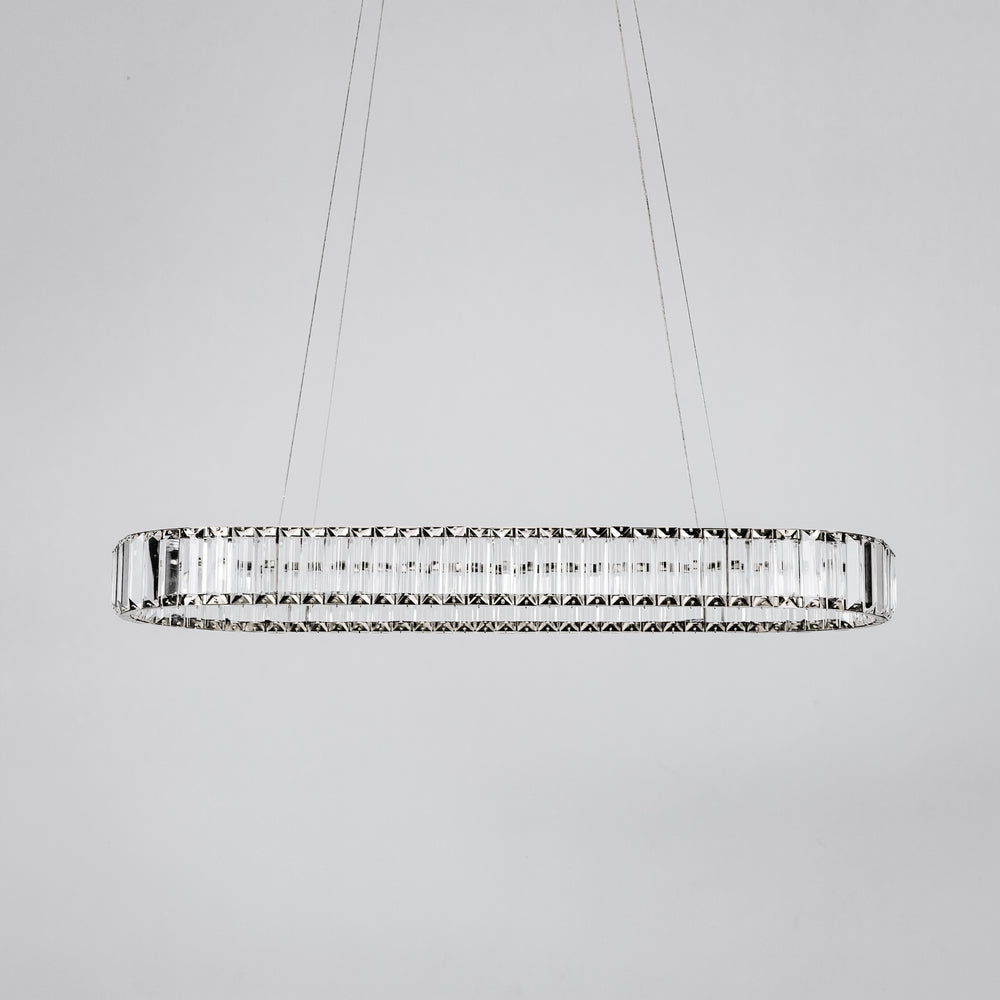 Oval LED Crystal Pendant Chandelier with Black Hardware: Elegant Lighting Fixture