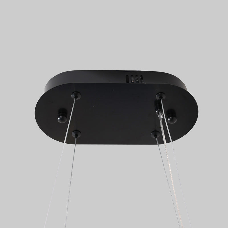 Oval LED Crystal Pendant Chandelier with Black Hardware: Elegant Lighting Fixture