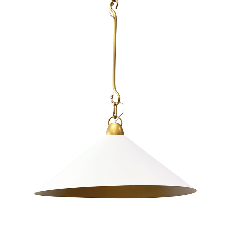 White and Gold Metal Pendant Light: A sleek and elegant lighting fixture with a white metal shade accented by luxurious gold details
