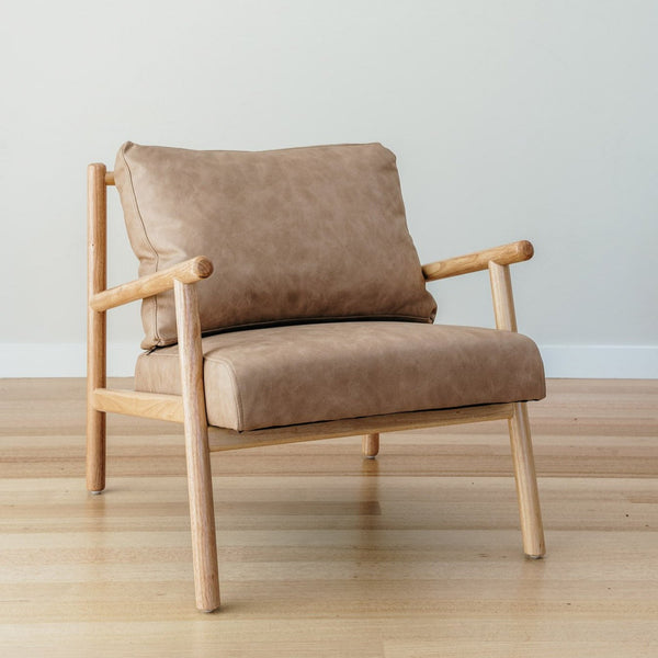 Dallas Vegan Leather Wooden Armchair