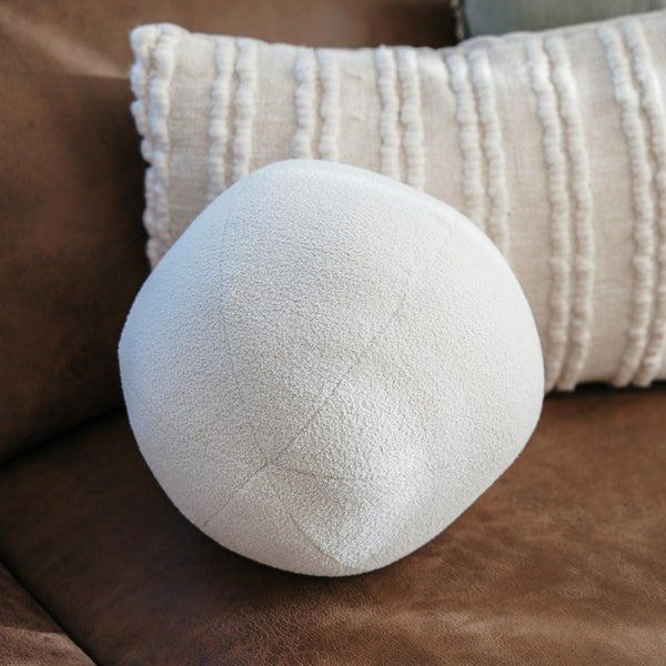 Brooklyn Boucle Round Ball Cushion - White