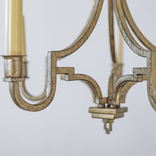Brushed gold detail on modern Kalani chandelier. 