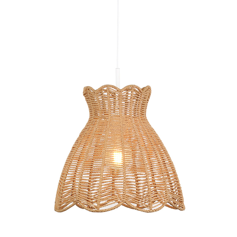 Natural Rope Pendant Light with Scalloped Edge: Rustic Elegance for Warm and Inviting Spaces