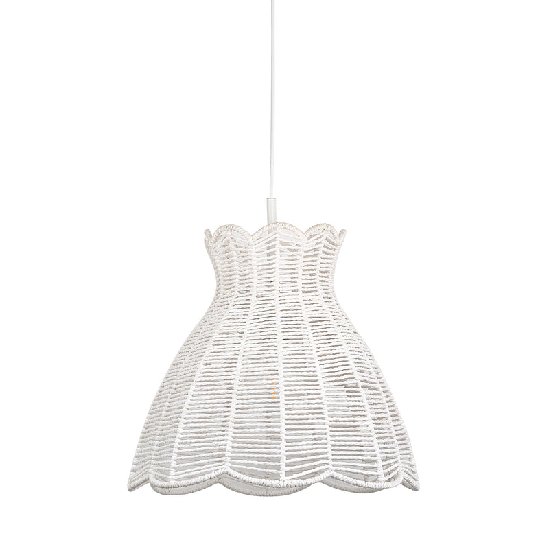 White Rope Pendant Light with Scalloped Edge: Coastal-inspired Elegance for Stylish Home Decor