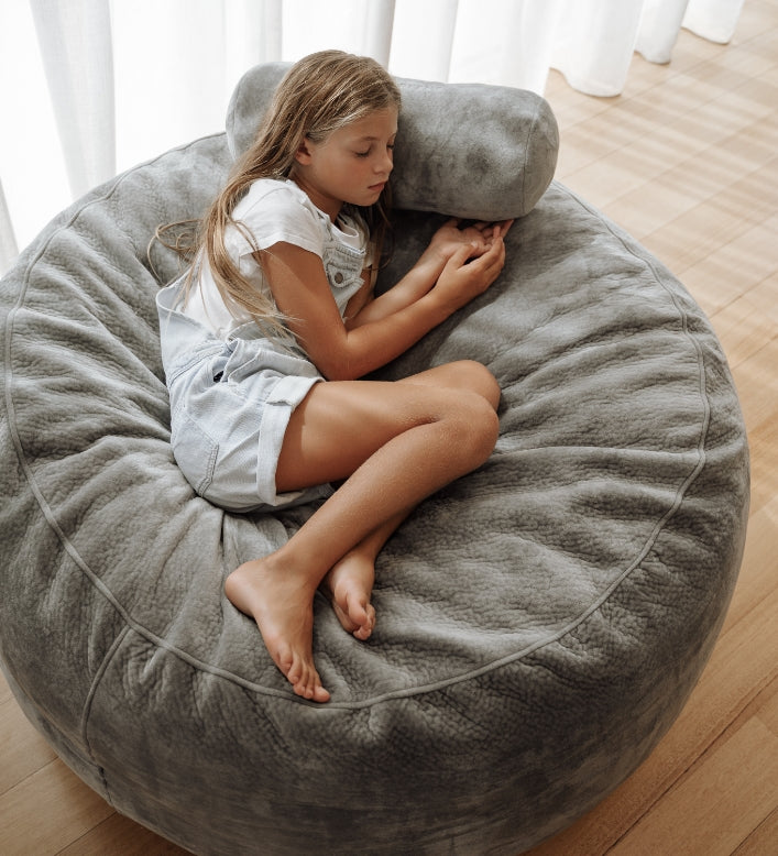 Marlow Bean Bag Large Indoor Lazy Chair Cover - Grey | Harvey Norman