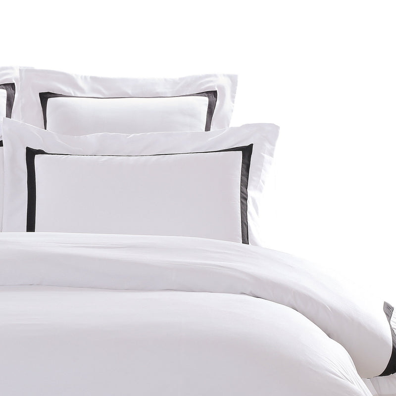 Soft European Pillowcases White with Black Trim