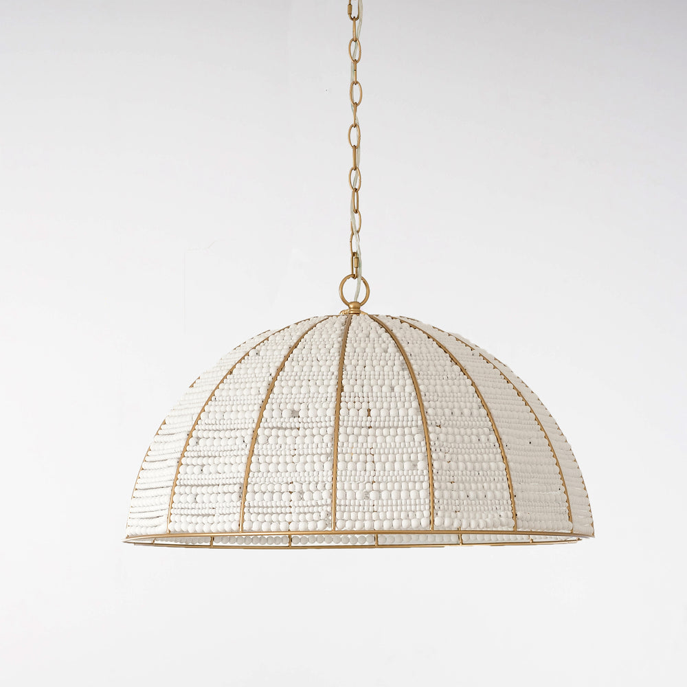 Estelle Beaded Dome Pendant Light - Gold/White