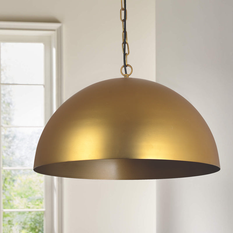 Large Gold Dome Pendant with Elegant Gold Chain: Illuminate Your Space with Opulence