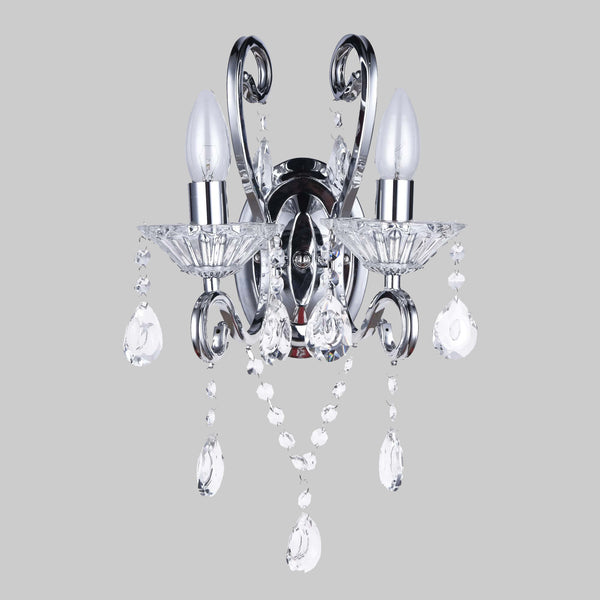 Crystal Wall Light with Chrome Hardware and Glass Beads: Elegant Lighting with Shimmering Detail