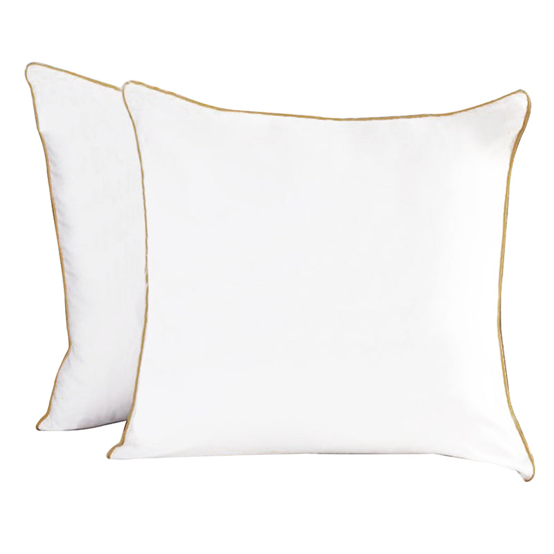 white pillowcases with gold piping edging trim  Edit alt text