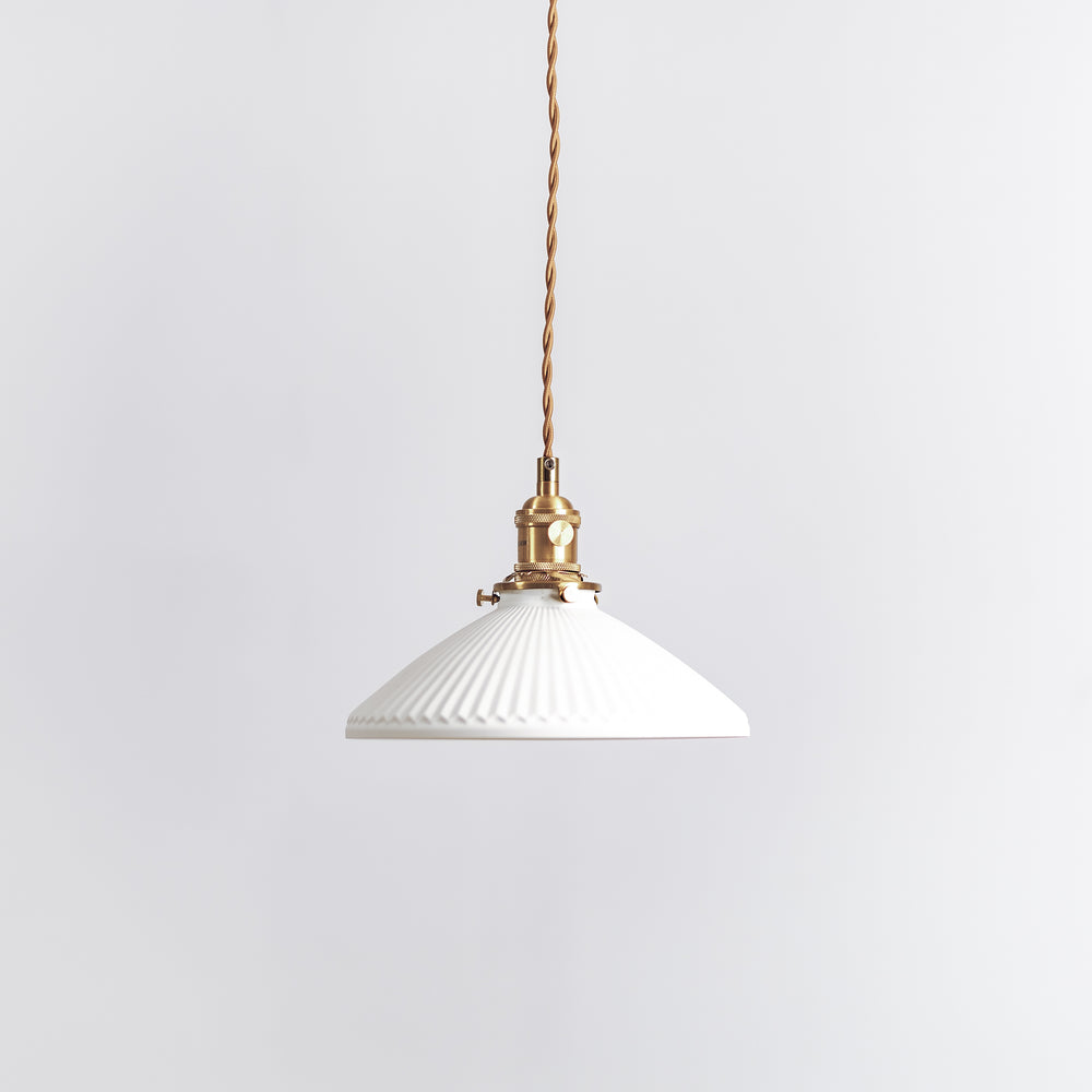 Sophisticated Ceramic Pendant Light with Gold Fittings by Ivory & Deene