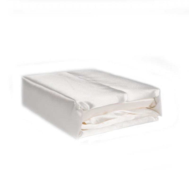 Ivory Satin Queen Sheet Set Folded