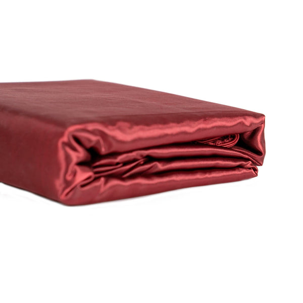 Wine Red Satin King Quilt Cover Set Detail