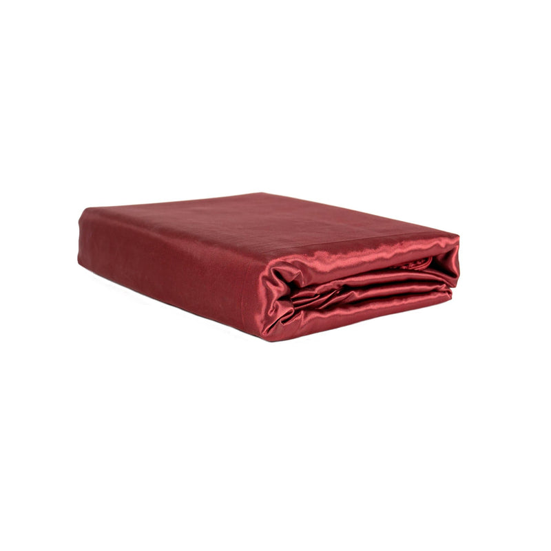 Ivd176 Wine Red Satin King Quilt Cover Set Folded