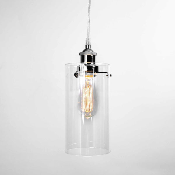 allira glass pendant light with chrome hardware