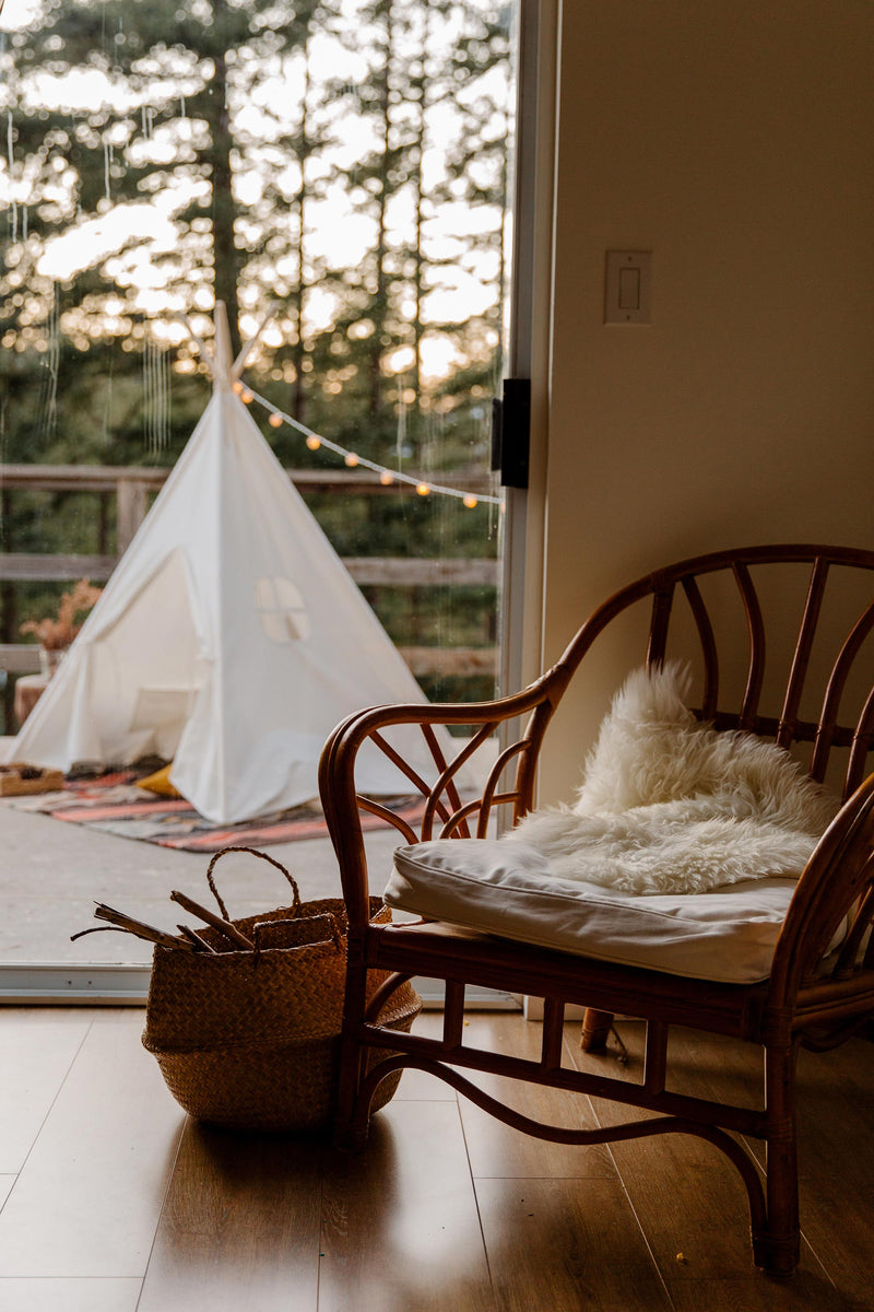 Cozy and inviting teepee play tent for kids, providing a wonderful space for imaginative adventures.