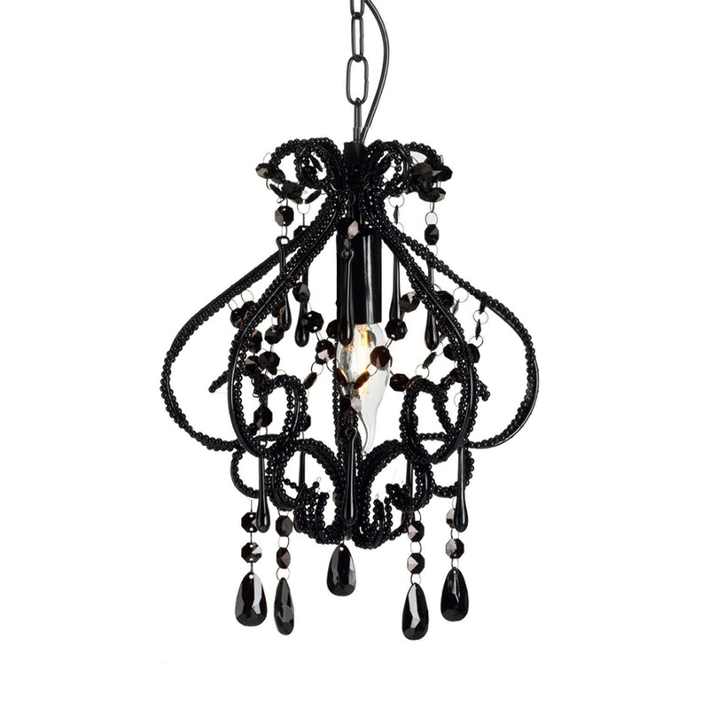 Small Beaded Black Chandelier: Elegant Lighting Fixture