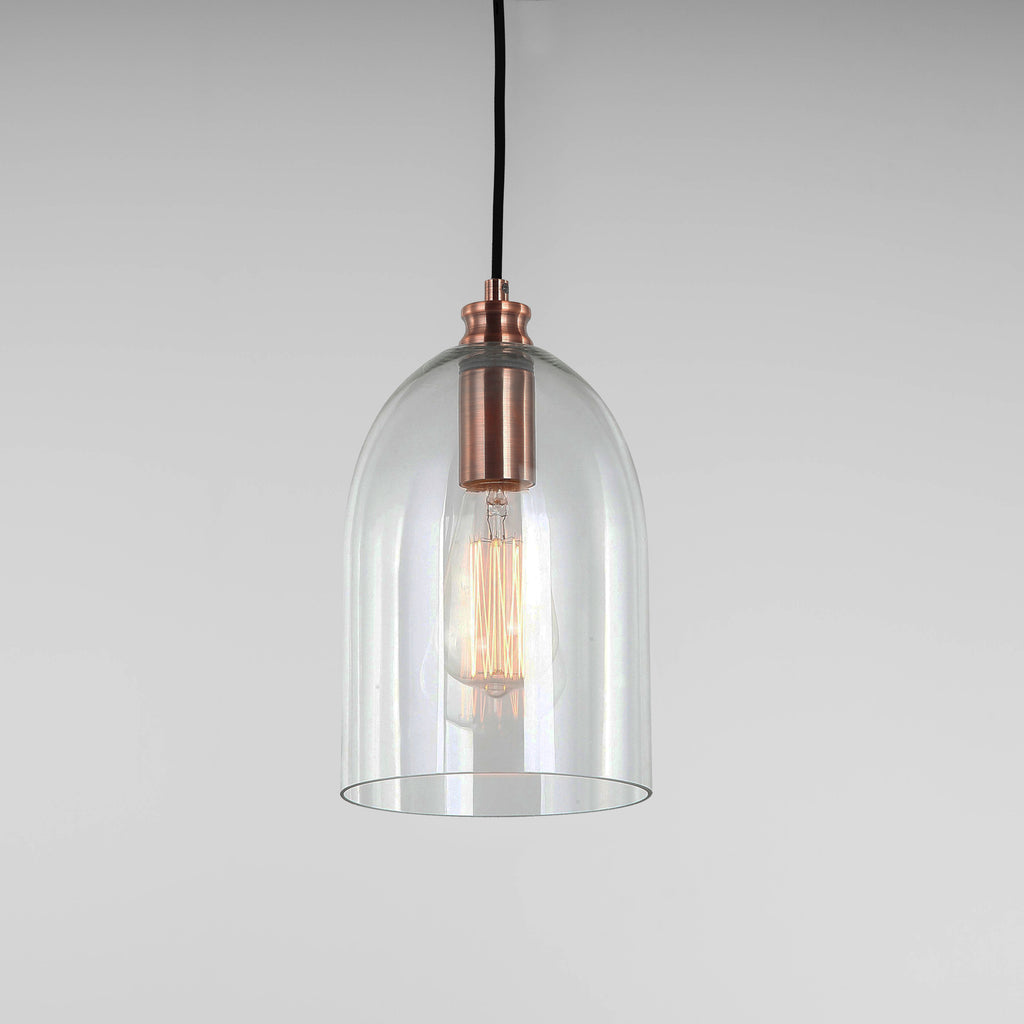 Valentine Glass Pendant Light, Antique Brass